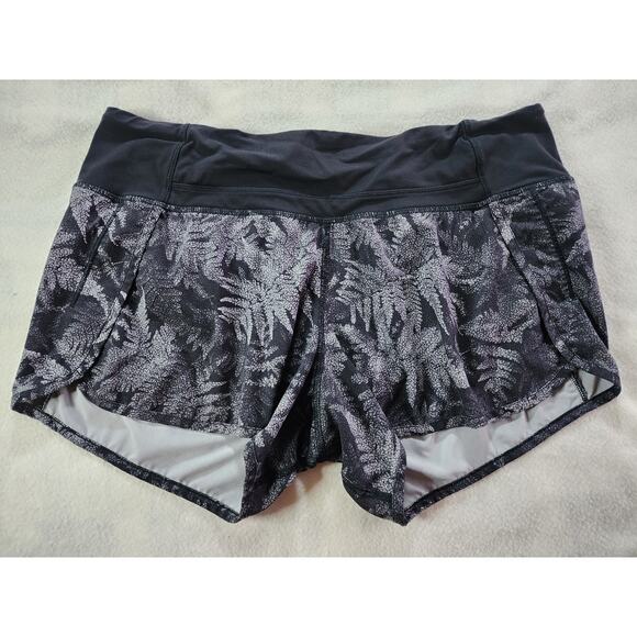 lululemon athletica Pants - Lululemon Speed Up Shorts Size 8 Low Rise 2.5" Fleur De Leaf Black Multi Print